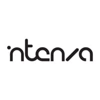 A black and white logo of intensa