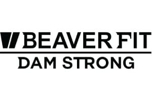 A black and white image of the logo for beaver falls foam strong.