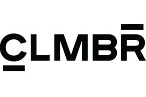 A black and white logo of the company clmbit.