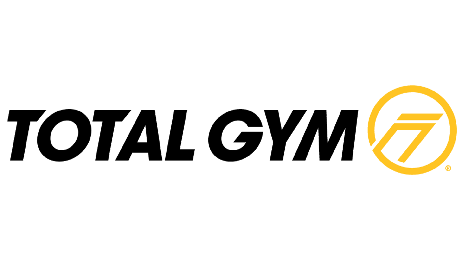 A black and white logo of total gym