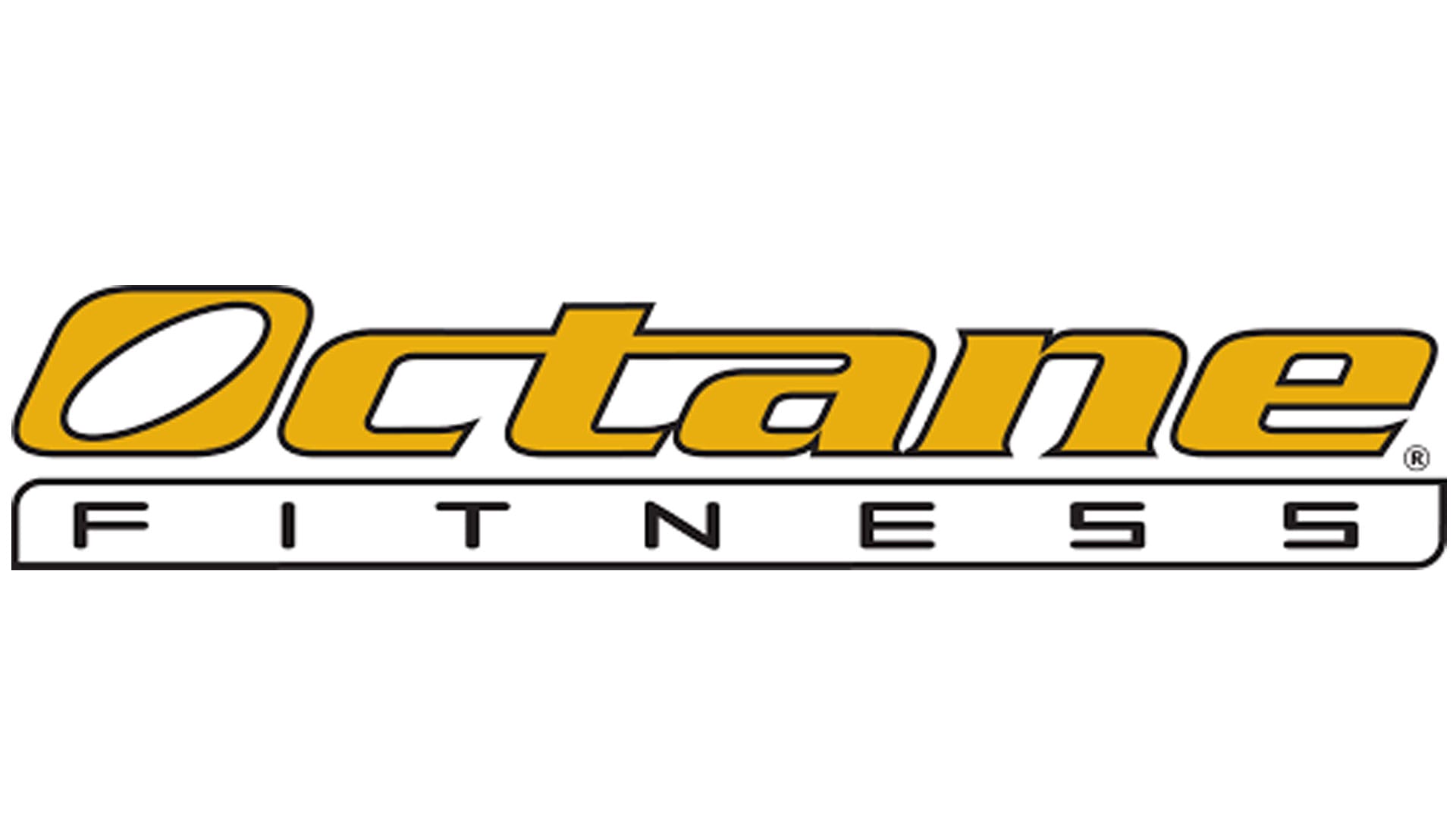 A yellow and white logo for octane fitness.