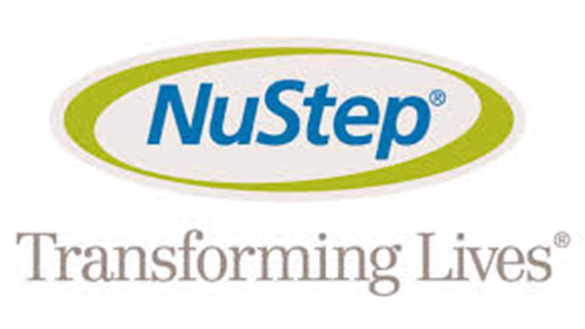 A nustep logo is shown next to the words " transforming lives ".