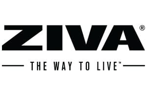 A ziva logo is shown in black and white.