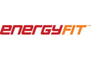 A red and orange logo for energyfit
