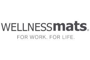 WellnessMats logo with tagline For Work. For Life. in dark gray lettering on a white background